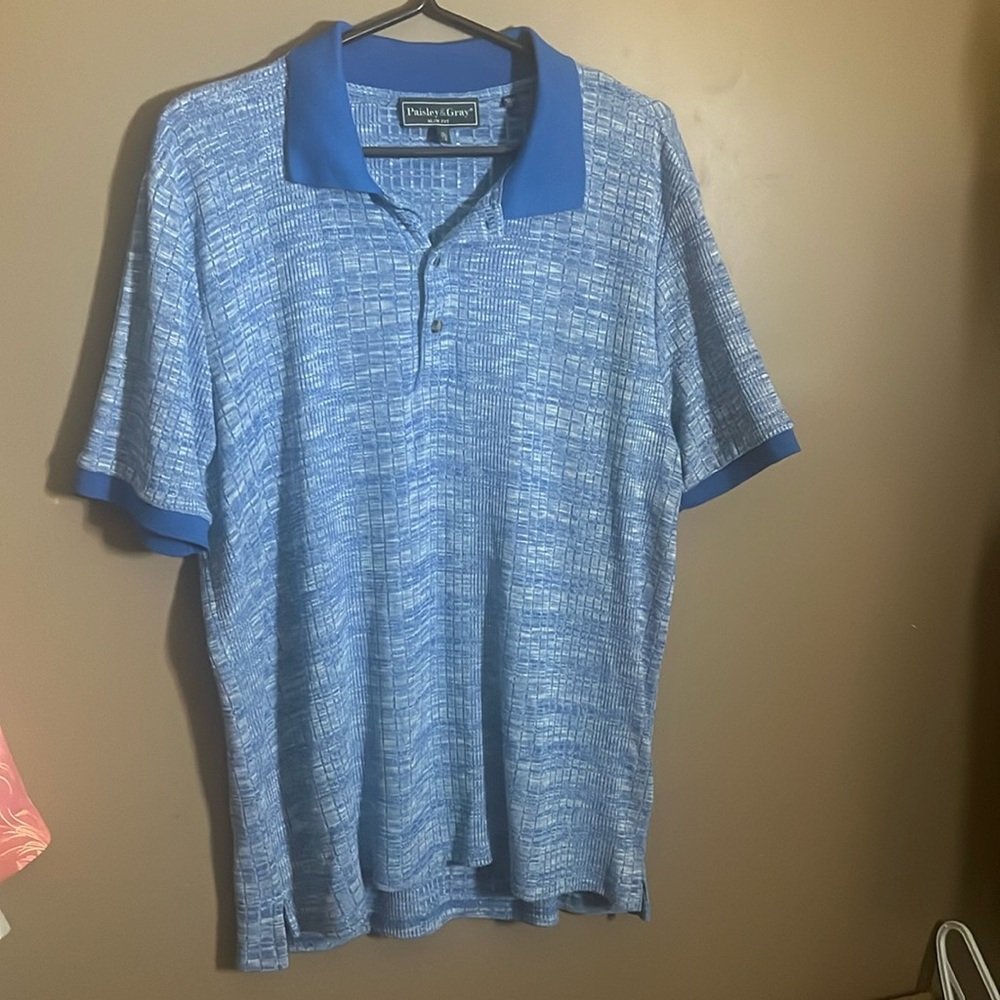 😄Designer slim fit polo style shirt Paisley & Gray B8